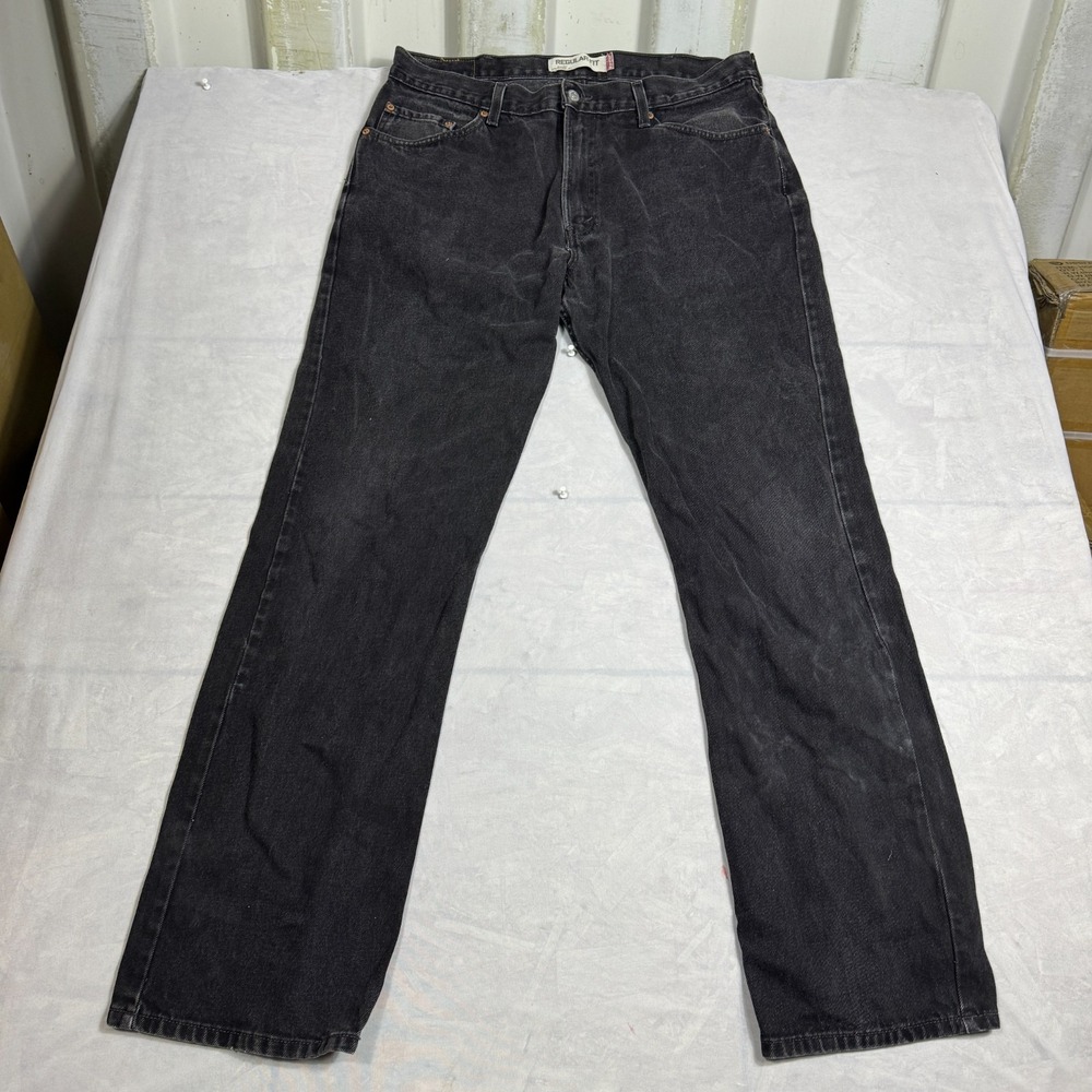 Levi's 505 Mens‎ Straight Leg Jeans Black Denim Regular Fit Comfort W38 L34